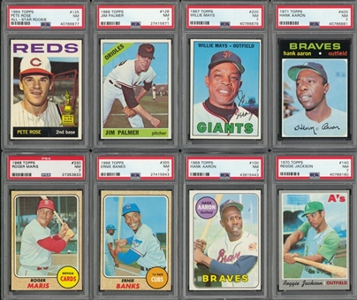 1964-1975 Topps Hall of Famers PSA NM 7 Collection (17 Different) Including Mantle, Aaron and Mays